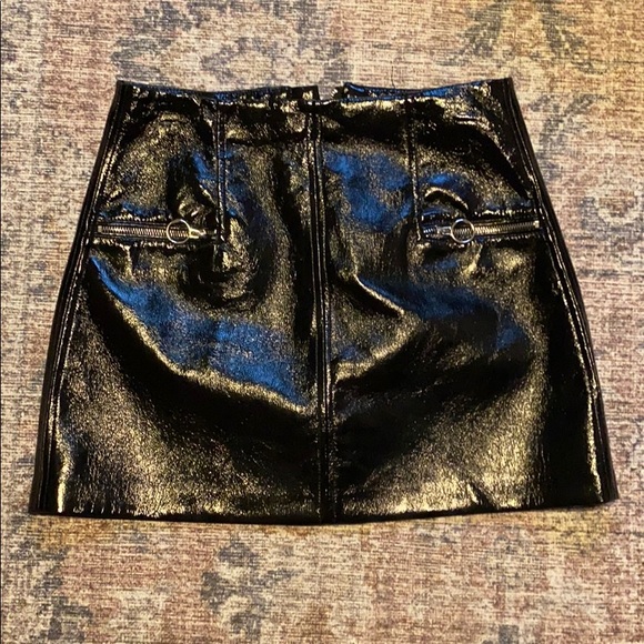 Black Faux Leather Skirt - Picture 2 of 3